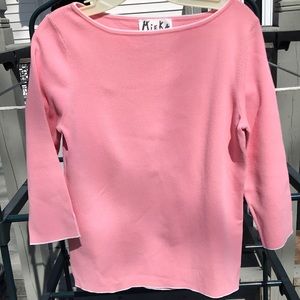 Mieka 3/4 Sleeves Pink Top NWOT. Beautiful Knit